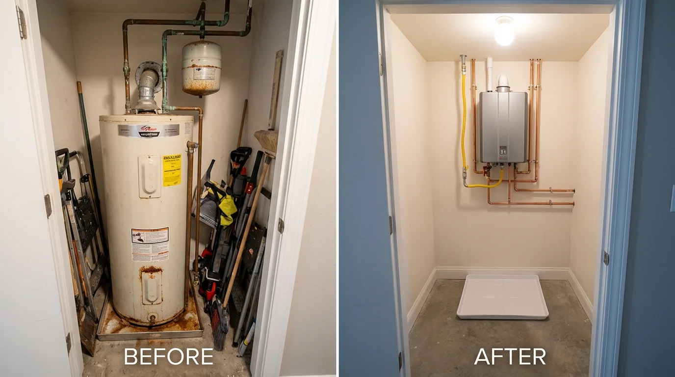 Tank water heater versus wall-mounted tankless unit comparison for Vernon, NY homeowners